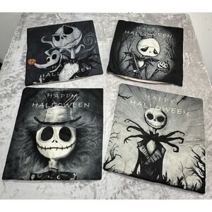 Four Jack Skellington Halloween Fall Throw Pillow Covers Holiday Home Decor NWOT